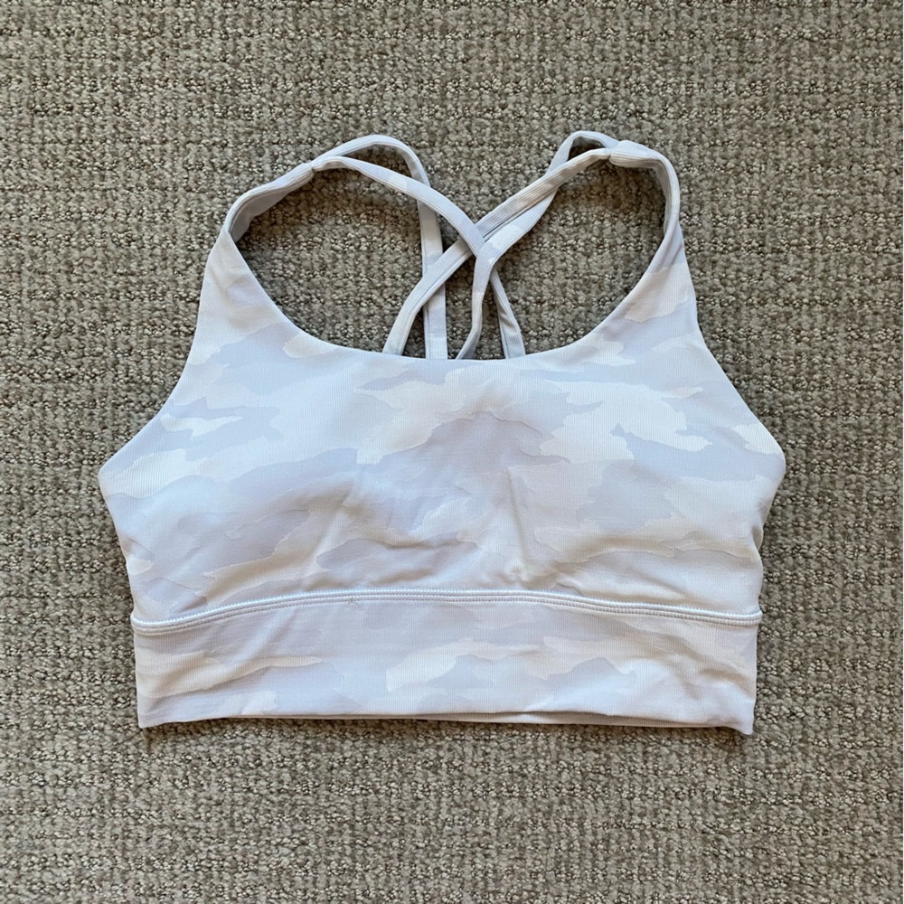 Lululemon Energy Longline Bra White Camo Size 4